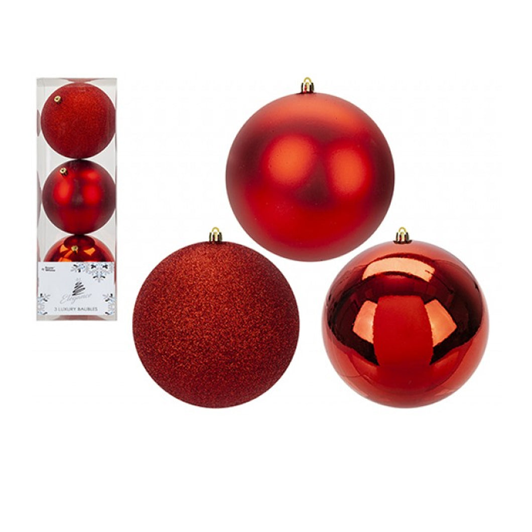 Snow White Red Bauble Decorations 3 Pack 14cm