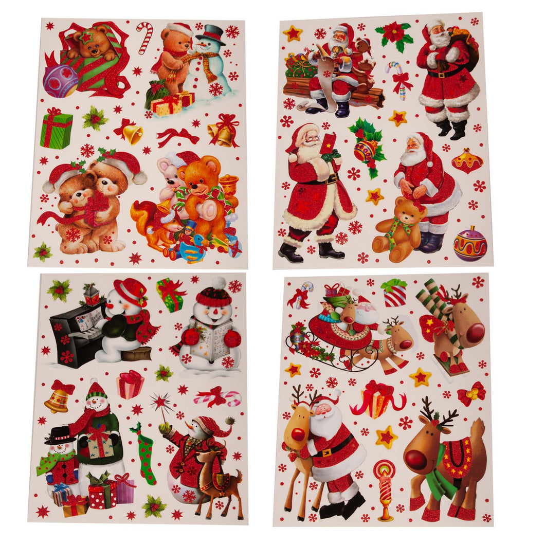 Traditional Scene Christmas Window Stickers Assorted
