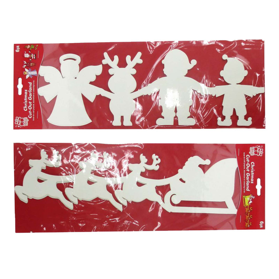 Christmas Paper Cutout Garland 6pc Assorted