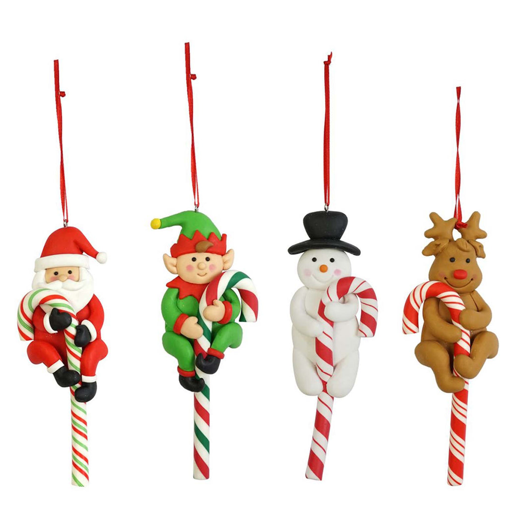 Hanging Clay Tree Decorations 14cm Assorted