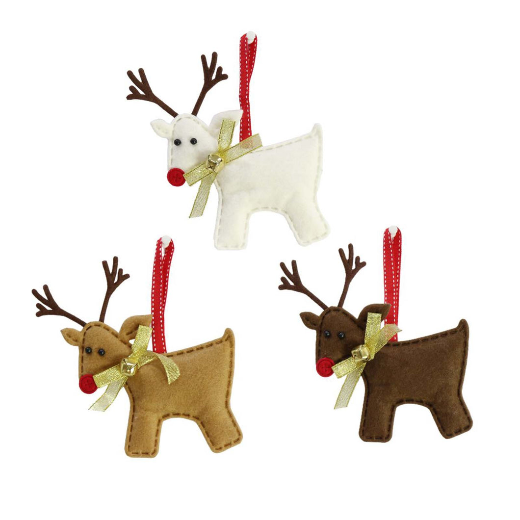 Puffy Felt Reindeer Decoration Assorted