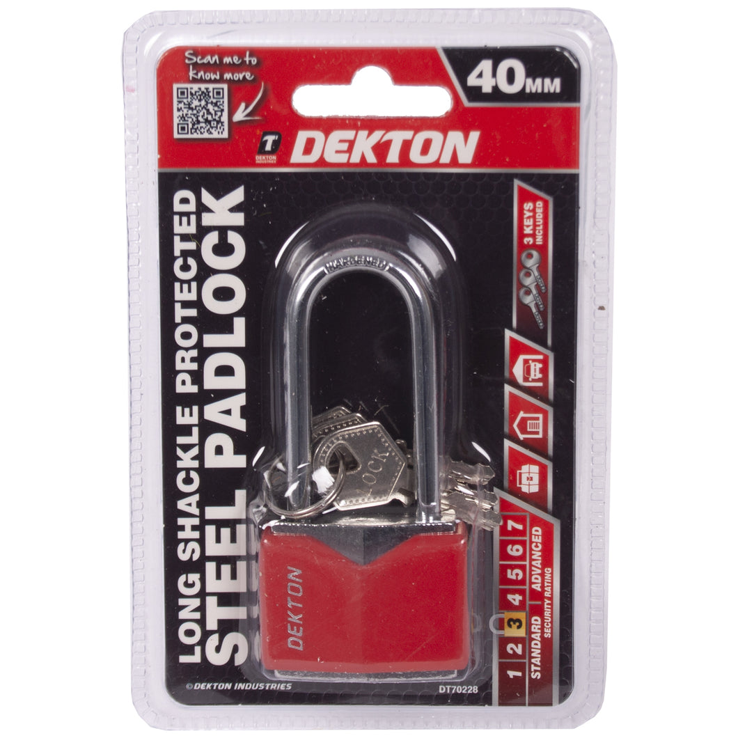 Dekton 40mm Long Shacked Protected Steel Padlock