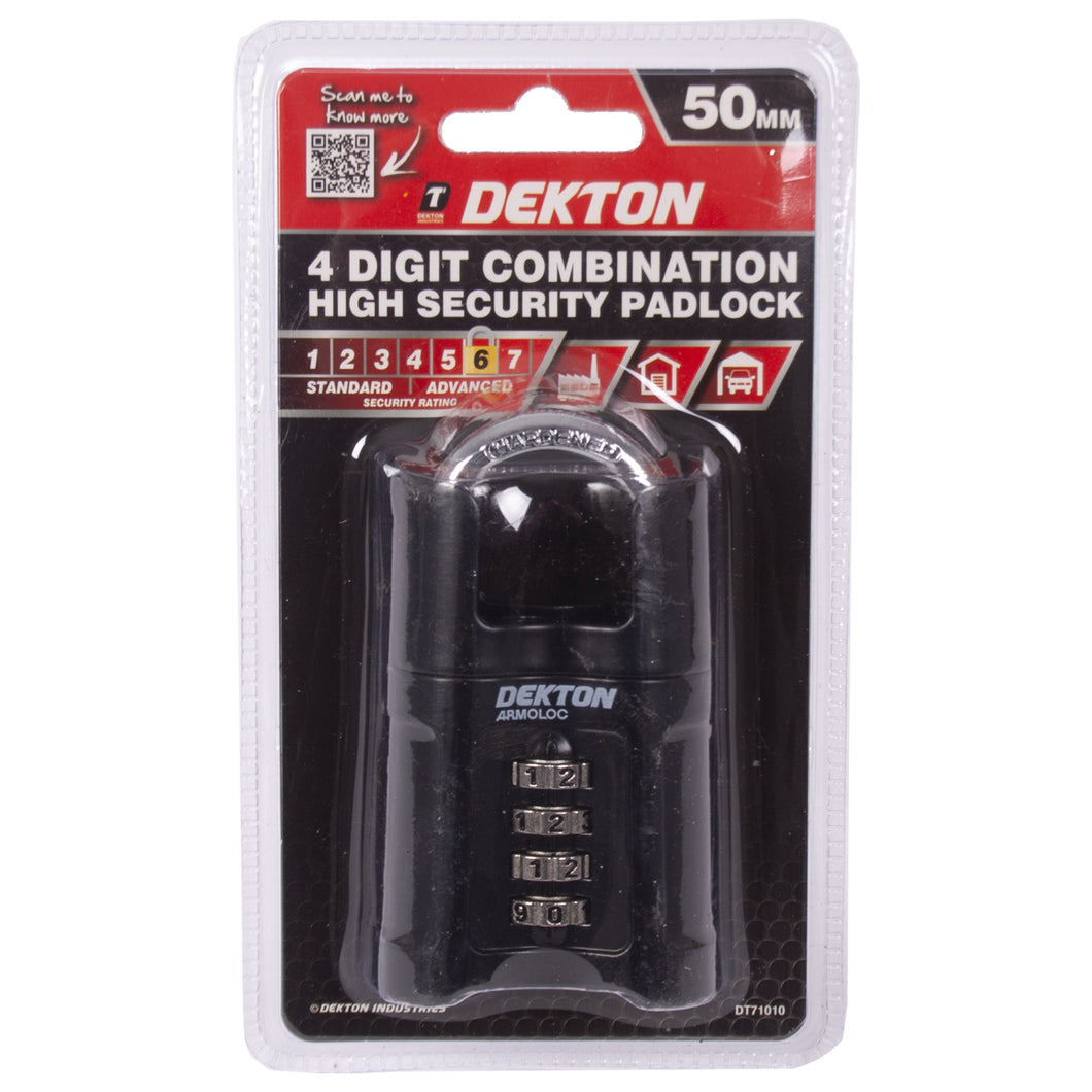 Dekton 4 Digit Combination High Security Padlock 50mm 