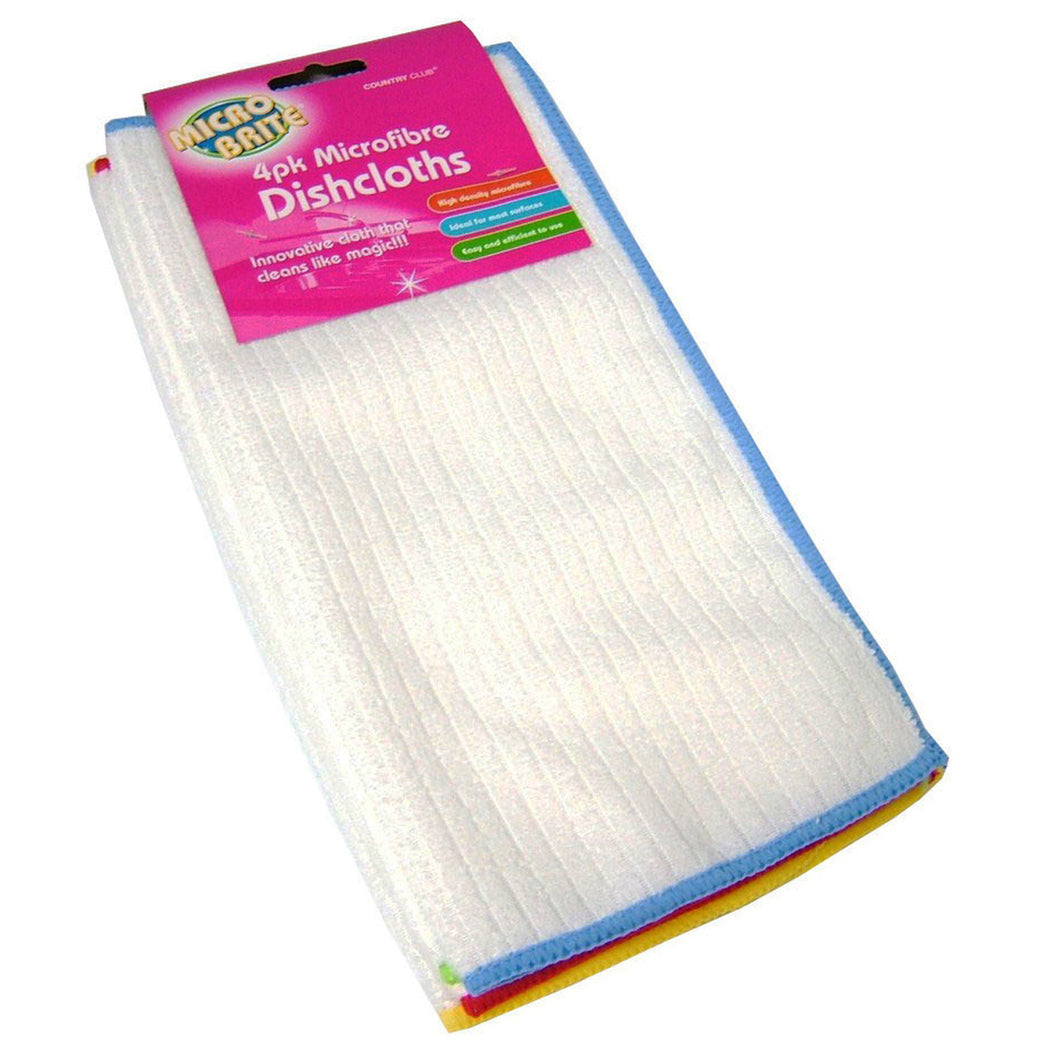 Microbrite Pack of 4 Ribbed Dishcloths