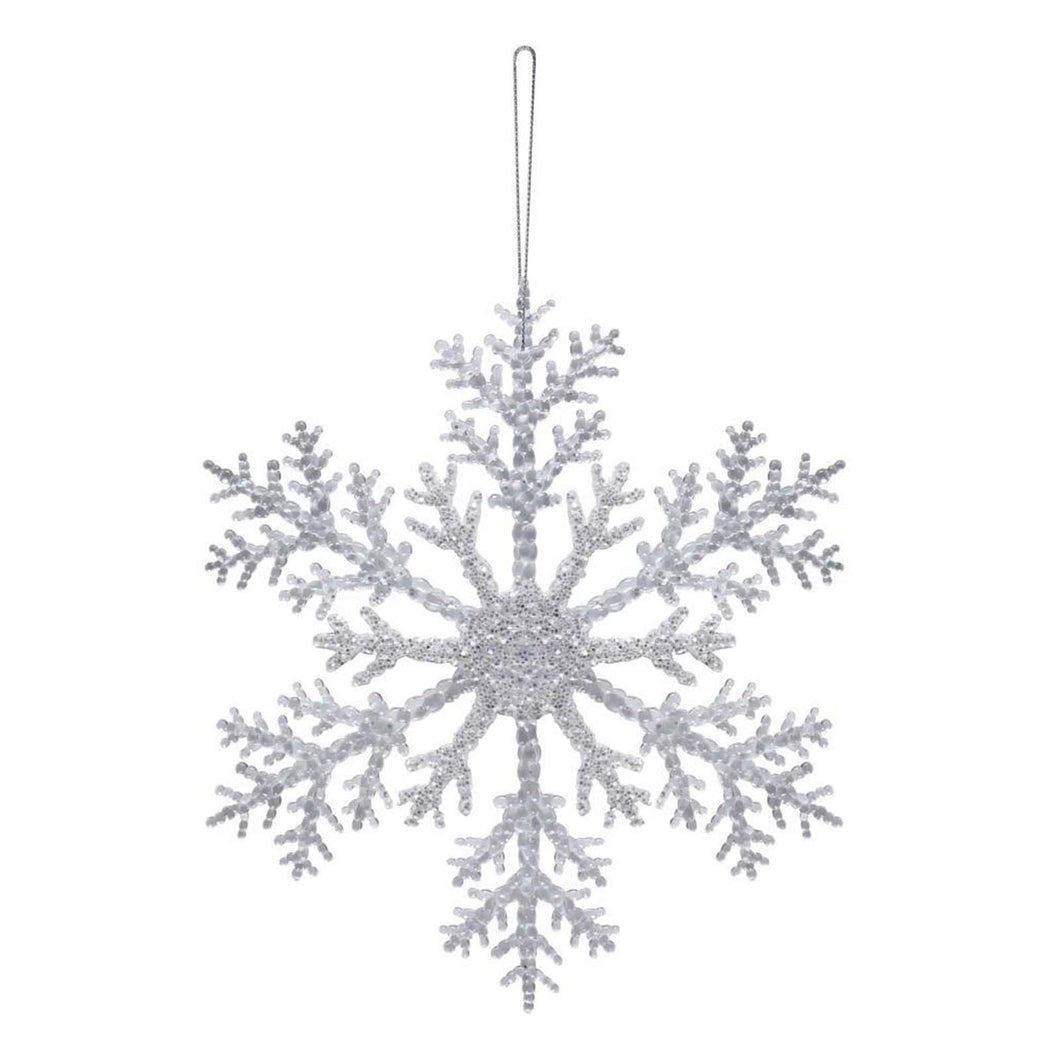 Glittery acrylic hanging snowflake decoration