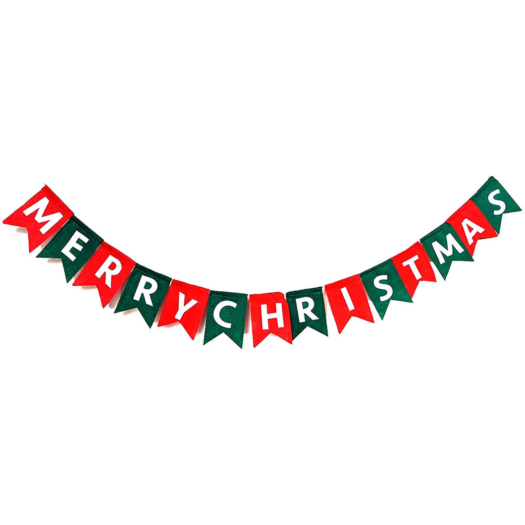 'Merry Christmas' felt bunting in alternating red and green