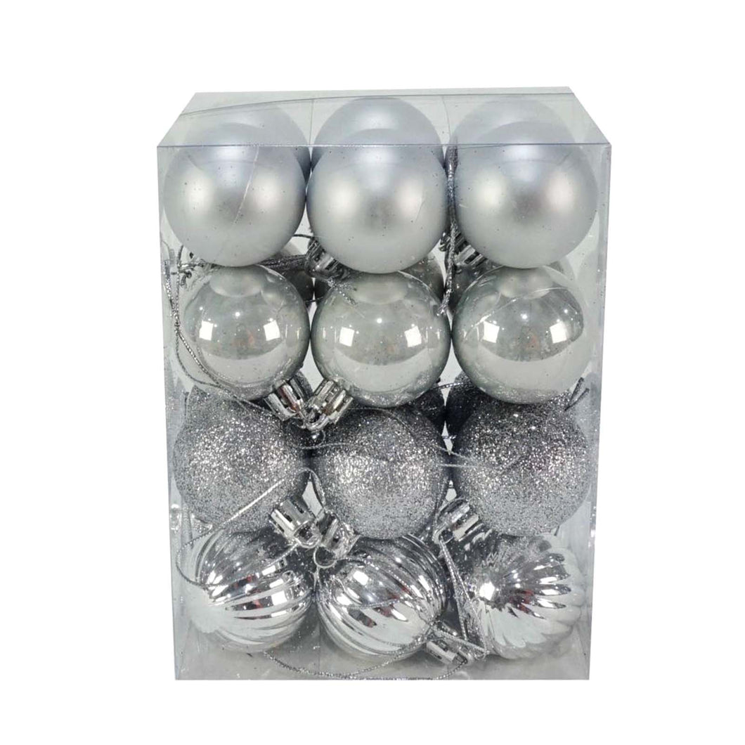 24 pack of silver baubles