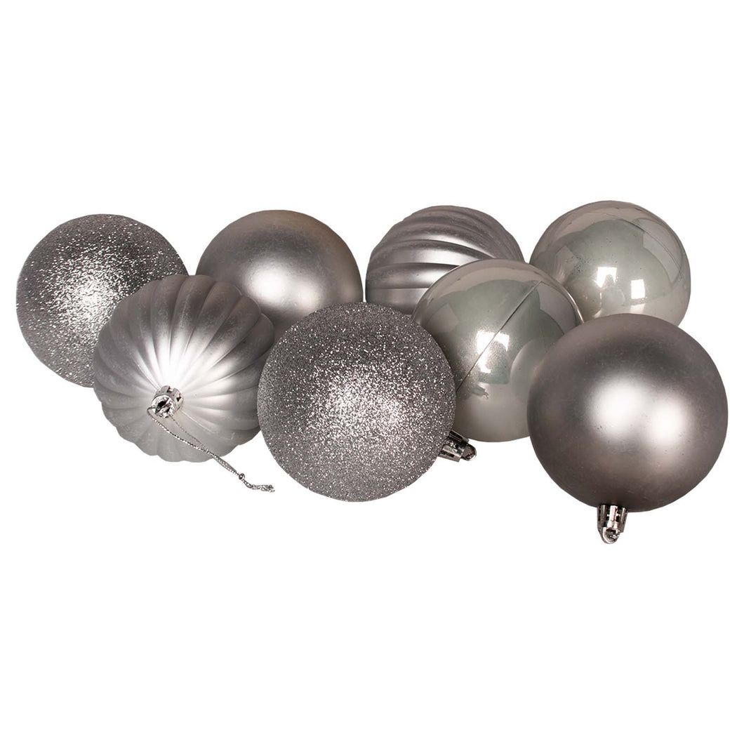 8 pack of silver baubles