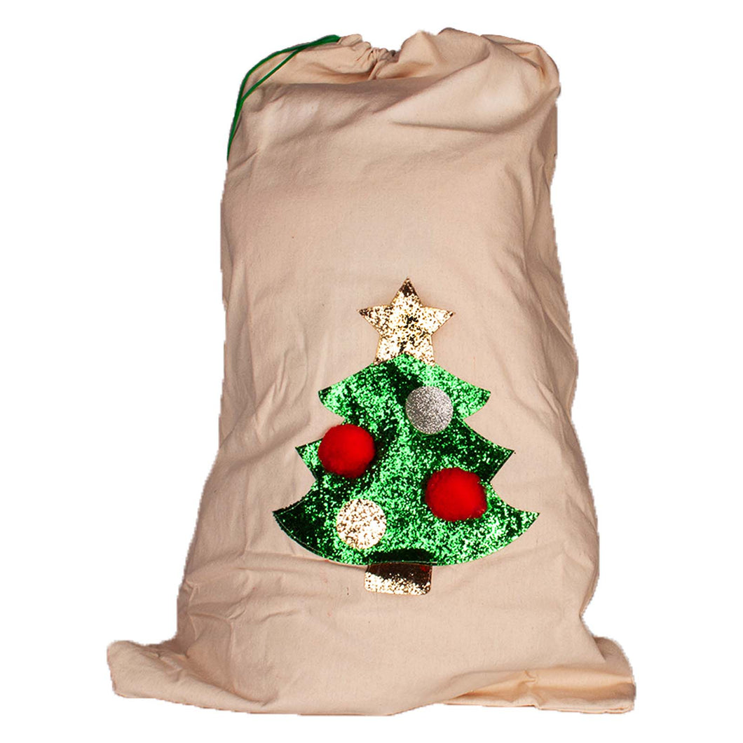 Canvas glitter tree Christmas sack