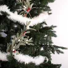 Load image into Gallery viewer, White fine cut tinsel wrapped around a tree decorated with picks