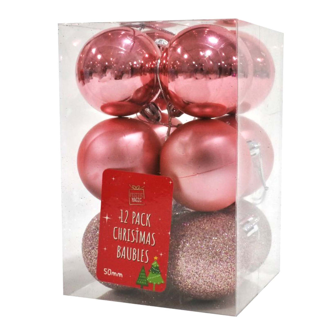 12 pack of pink baubles