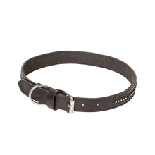 Load image into Gallery viewer, Black Leather Dog Collar With Diamante Inlays
