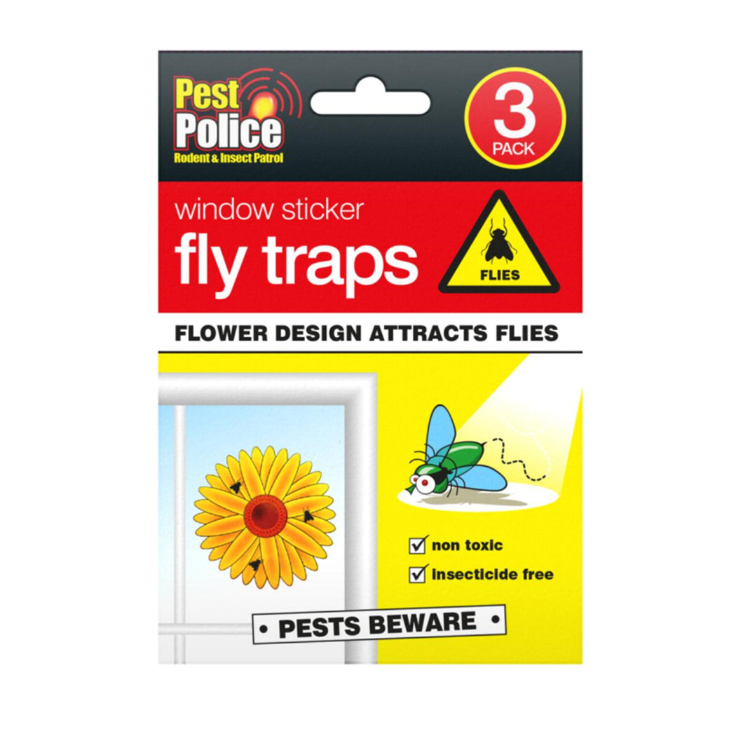 Pest Police Window Sticker Fly Traps 3pk
