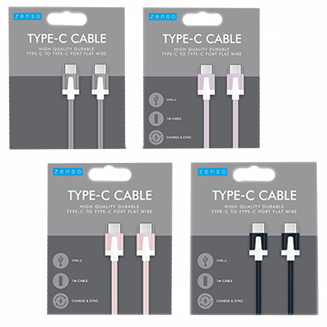 Zenso Flat Cable 1m Type C-c Charger Assorted