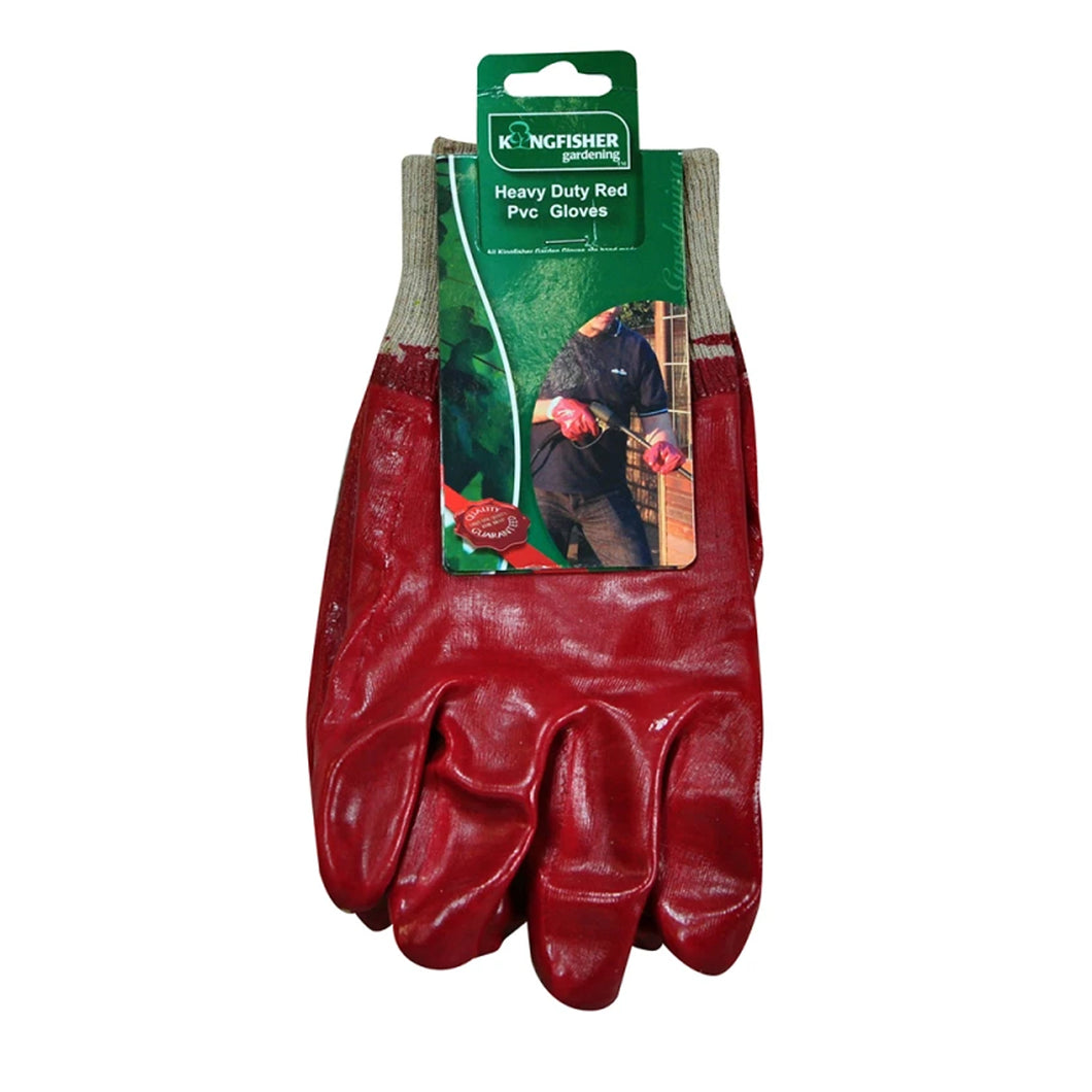 Kingfisher Heavy Duty Red Rubber Gardening Work Gloves