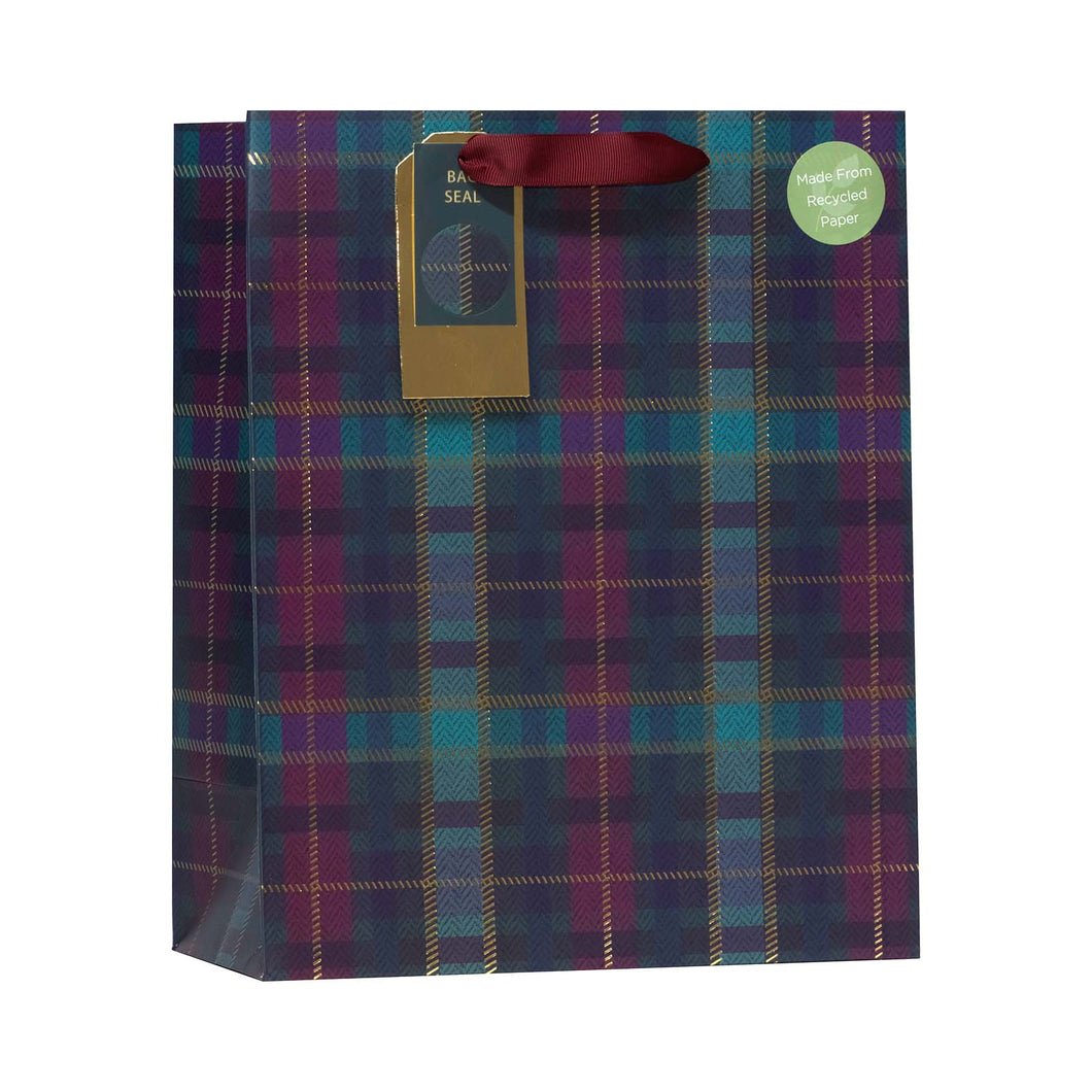 Christmas Purple Tartan Gift Bag