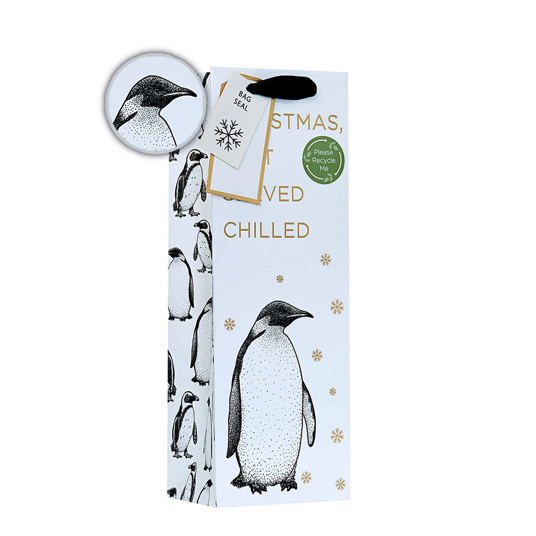 Christmas penguin bottle bag