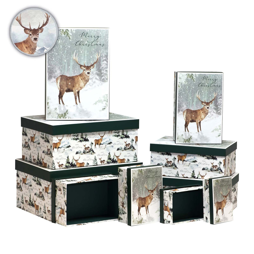 Christmas reindeer gift boxes in various sizes