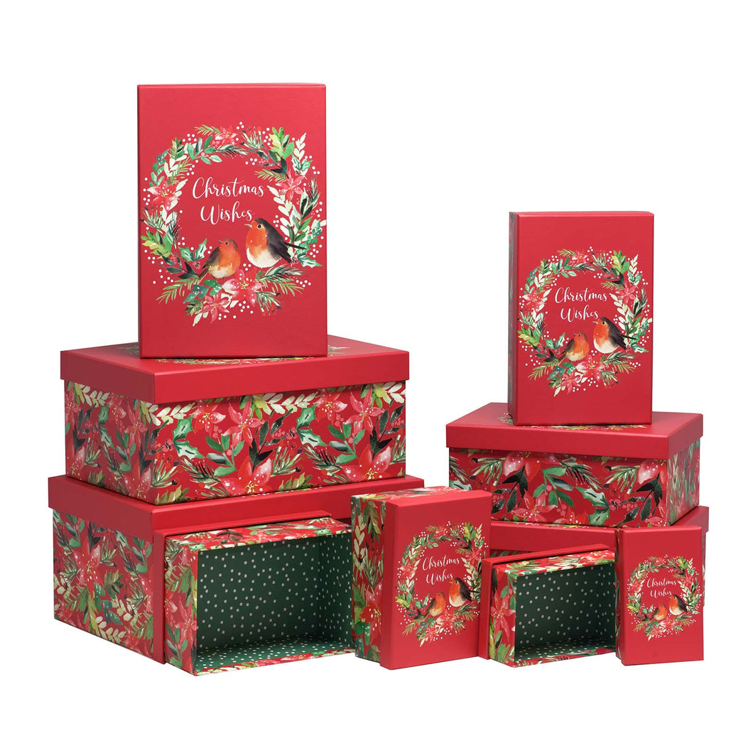 Season's Greetings gift boxes in various sizes from XXXS to XXXXL