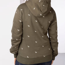 Load image into Gallery viewer, Khaki Green Dog Pattern Embroidered Hoodies For Women