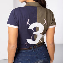 Load image into Gallery viewer, Ladies Number 3 Polo Shirt Navy &amp; Green