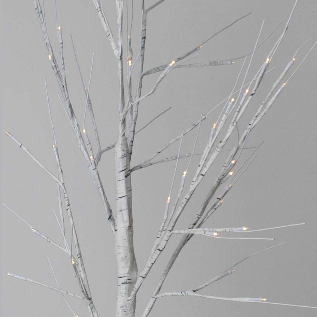 LED Warm White Light Up Birch Tree 120cm - White