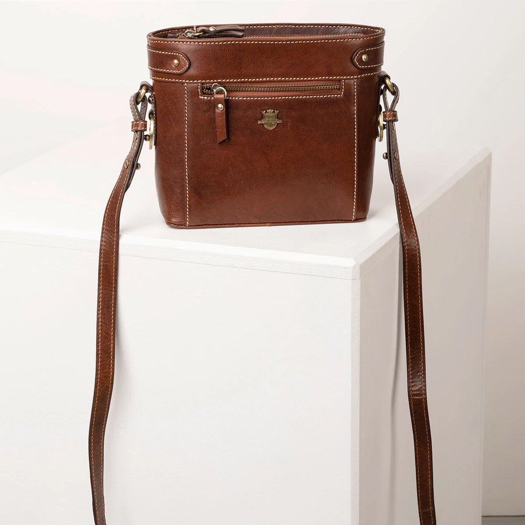 Ladies Bramham Leather Boxy Cross Body Bag	