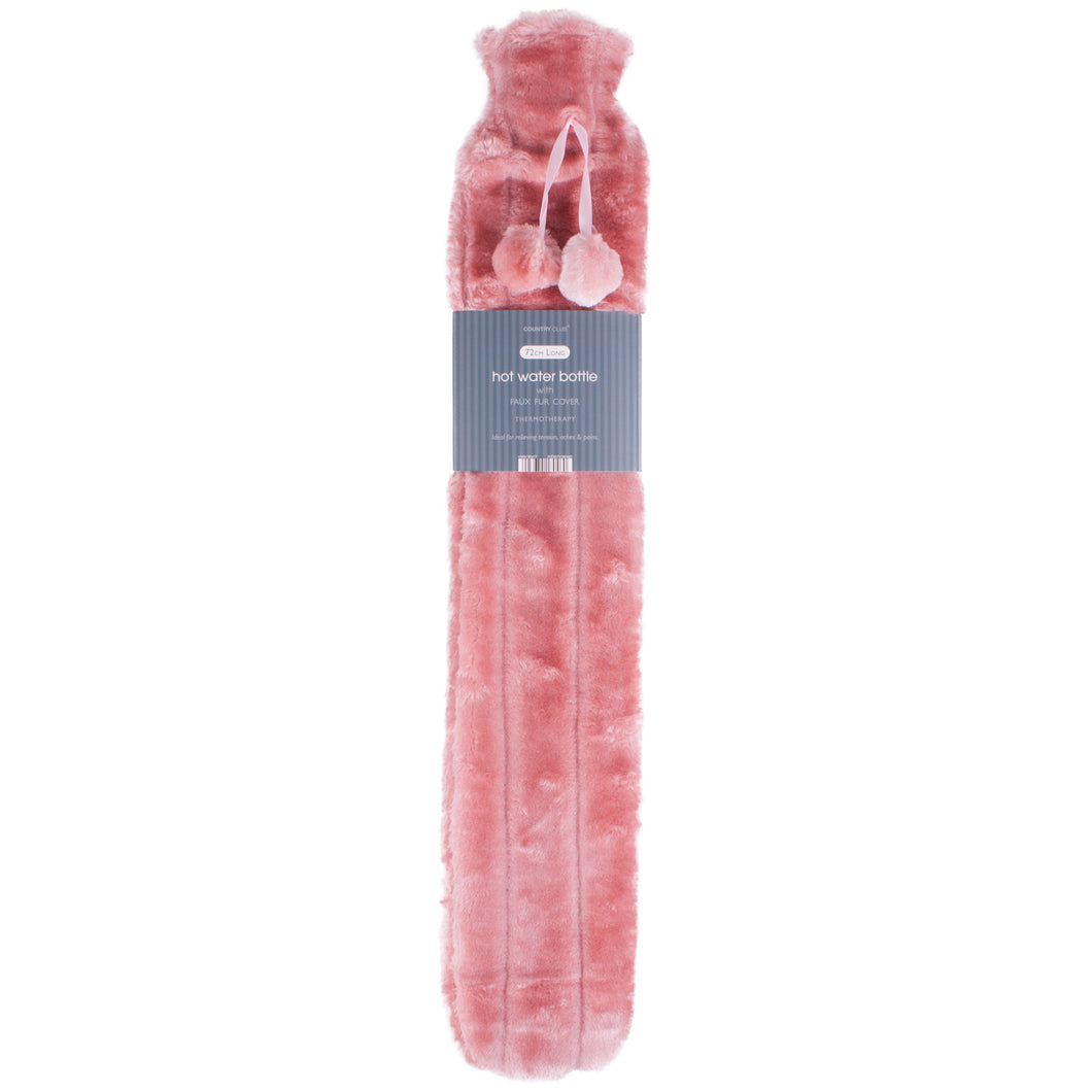 Long Hot Water Bottle With Pink Cover