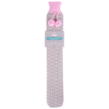 Load image into Gallery viewer, Silver And Pink Long Hot Wter Bottle WIth Knitted Cover