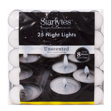Load image into Gallery viewer, Starlytes Unscented Tea Lights 50 &amp; 25 Pack

