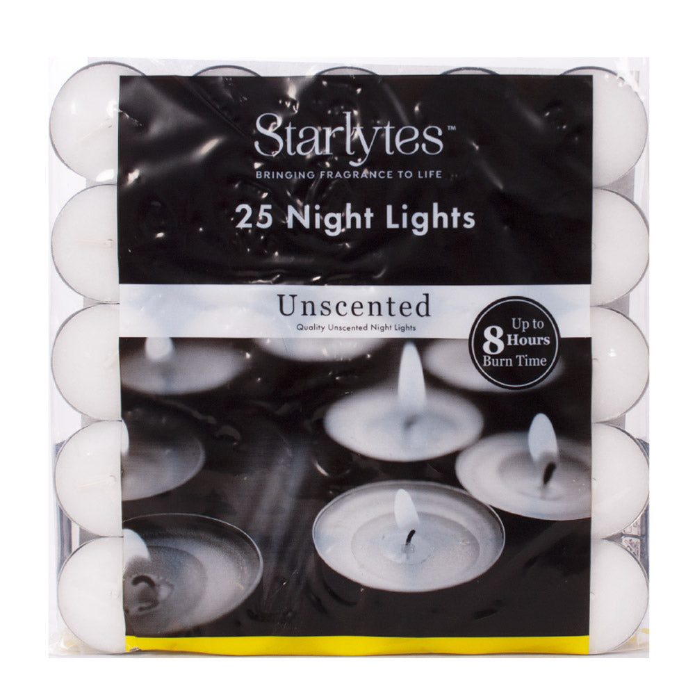 Starlytes Unscented Tea Lights 50 & 25 Pack