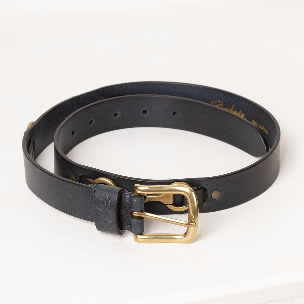 Navy Snaffle Leather Belt