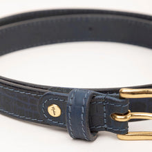 Load image into Gallery viewer, Ladies Crocodile Skin Textured Leather Belt - Navy
