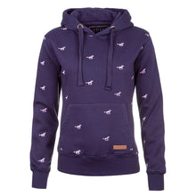 Load image into Gallery viewer, Navy Blue White Horse Pattern Embroidered Hoodies For Women