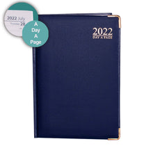 Load image into Gallery viewer, 2022 padded blue hardback diary with one day per page
