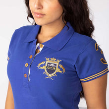 Load image into Gallery viewer, Rydale Plain Womens Polo Shirt With Number 3 Embroidery - Pacific Blue
