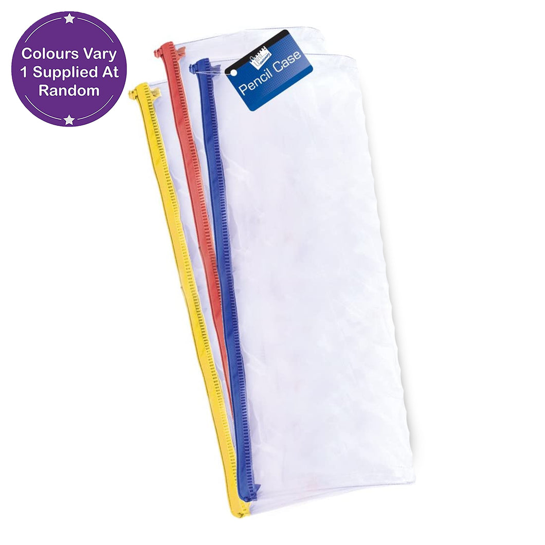 Just Stationery Clear Pencil Case 20cm Assorted