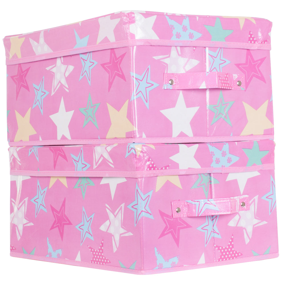 Pink Star Fold Away Toy Boxes