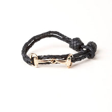 Load image into Gallery viewer, Rydale Leather Plaited Bracelet With Snaffle Embellishment - Navy