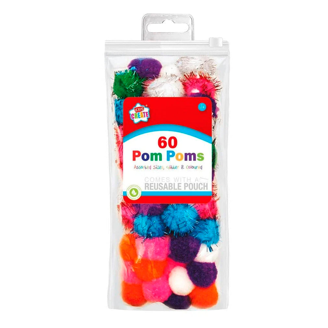 Kids Create 60 Glitter PomPoms Pack