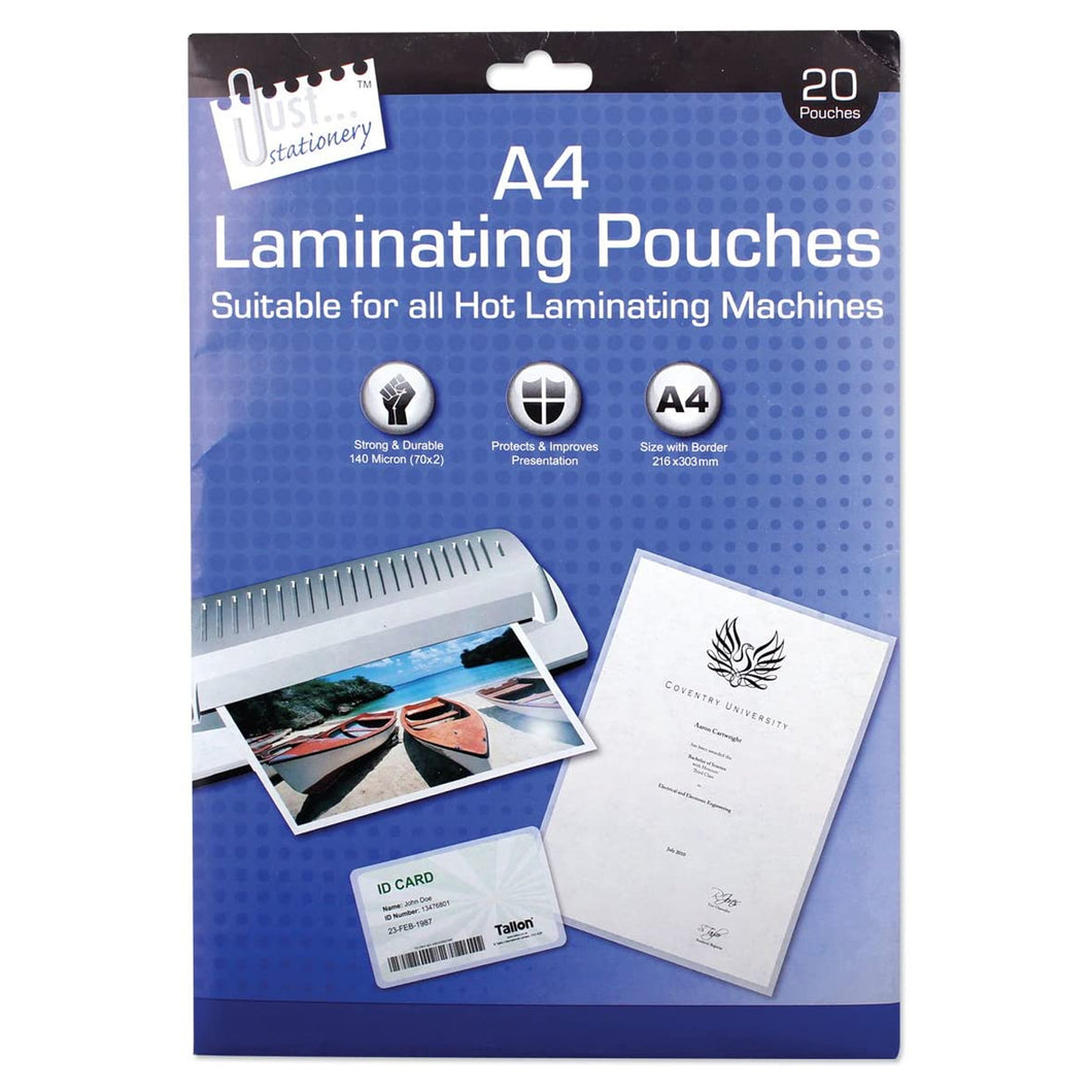 A4 Laminating Pouches 20 Pack