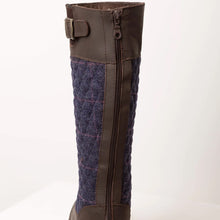 Load image into Gallery viewer, Navy Check Full Zip Leather Boot