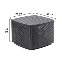 Load image into Gallery viewer, Rattan Effect Anthracite Storage Side Table 53x40cm
