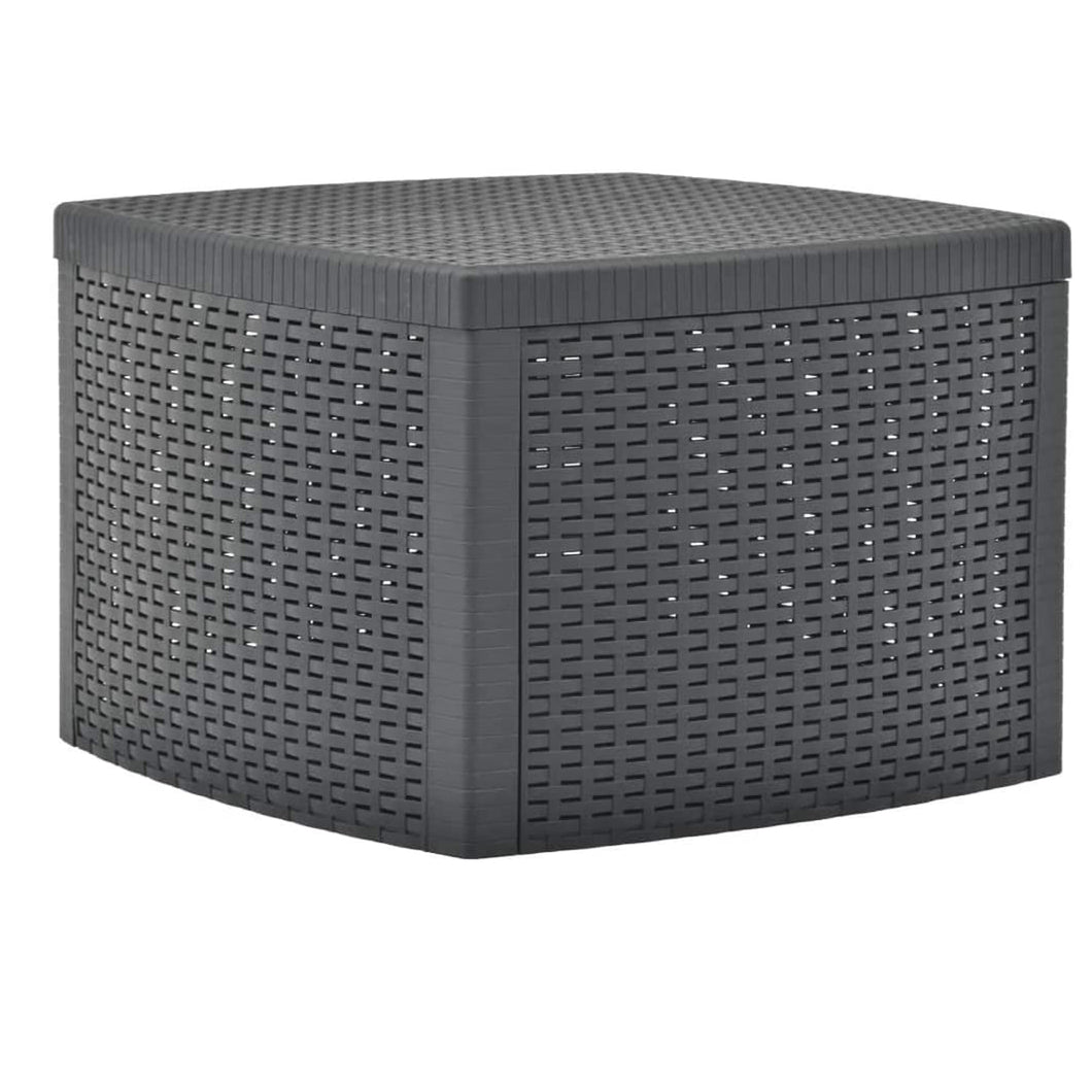 Rattan Effect Anthracite Storage Side Table 53x40cm