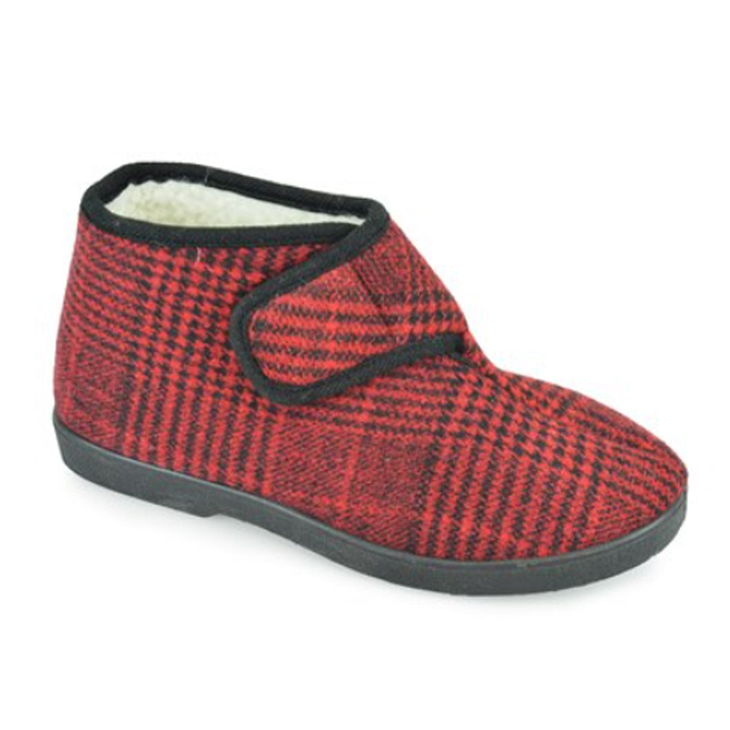 Ladies Red Velcro Slipper Boots