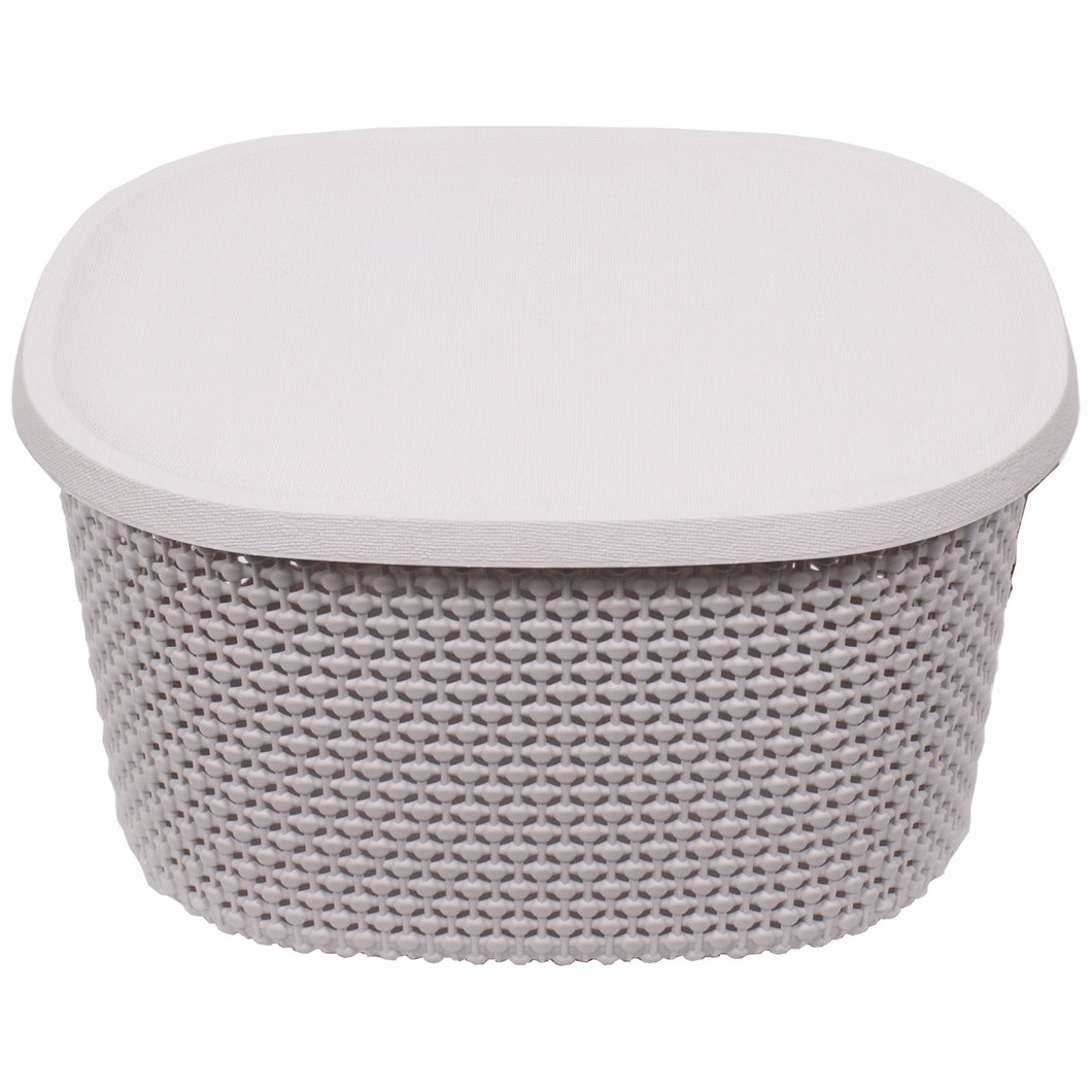 Light Grey Storage Basket With Lid