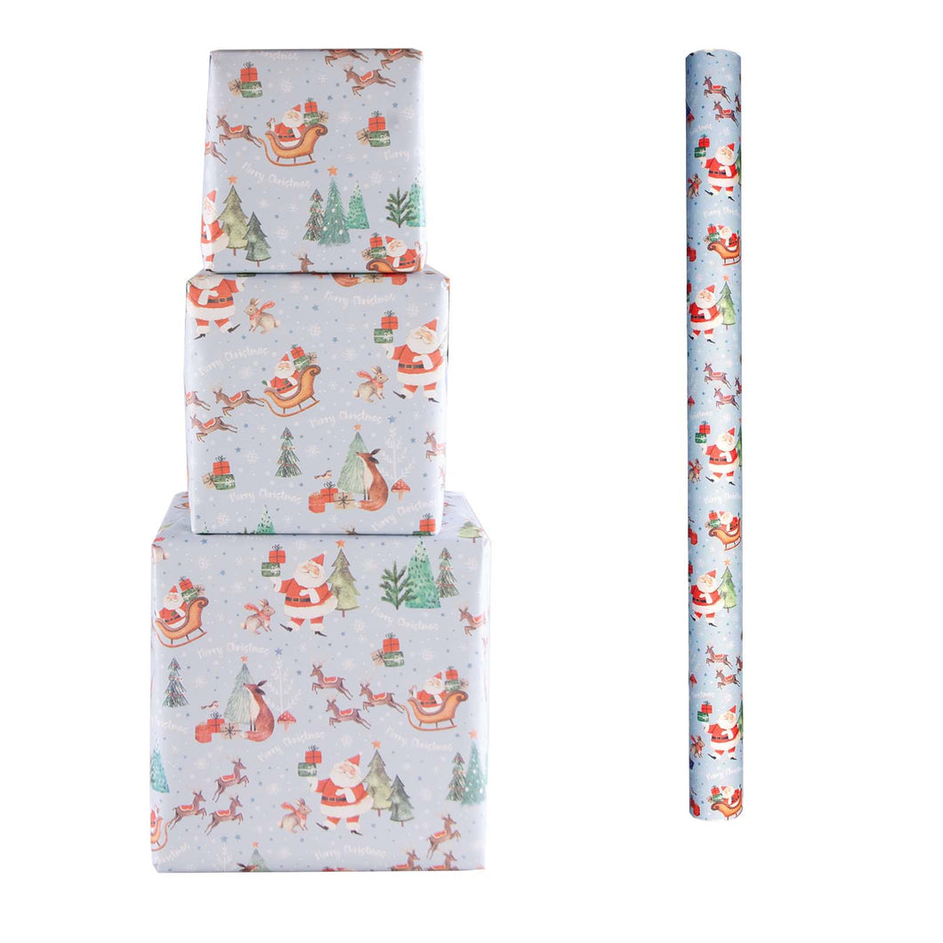 Christmas By Violet Skiing Santa Gift Wrap 4m