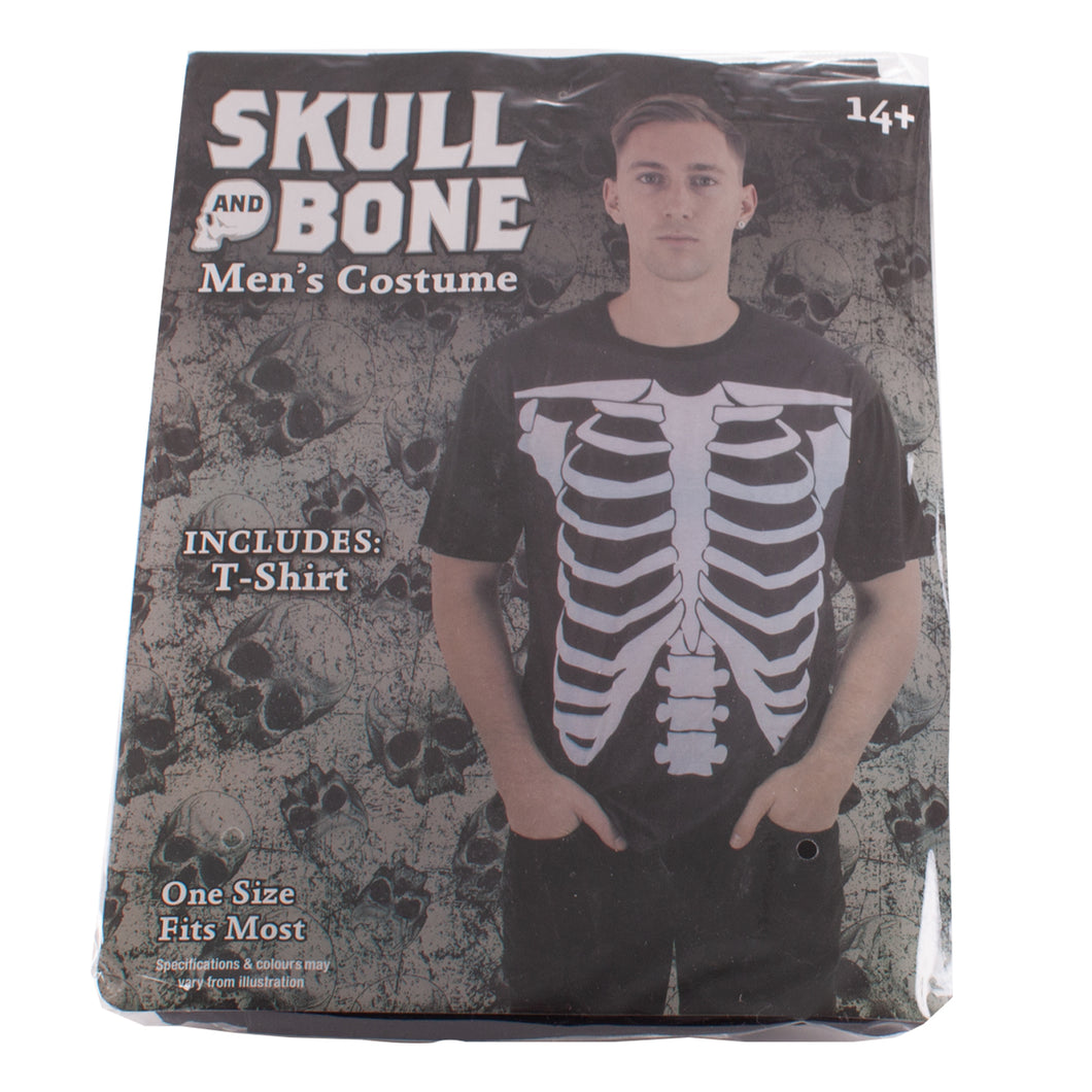 Short Sleeve Skull and Bone Black Skeleton T-Shirt