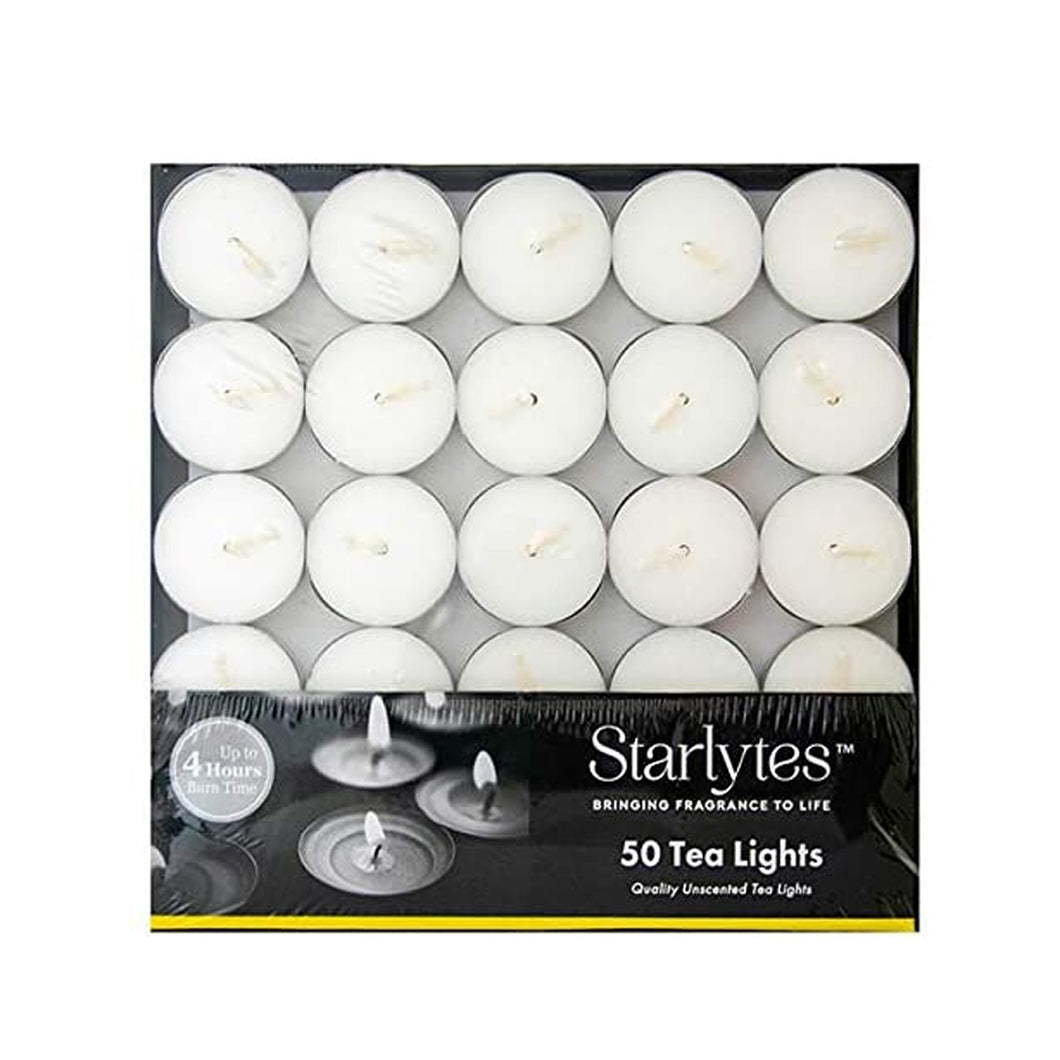 Starlytes Unscented Tea Lights 50 Pack