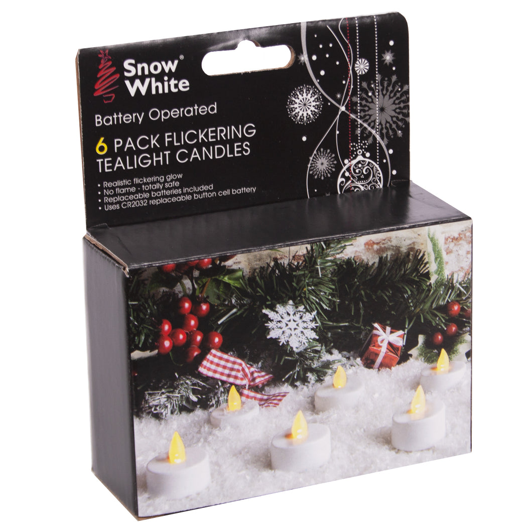 Snow White Flickering Tealight Candles